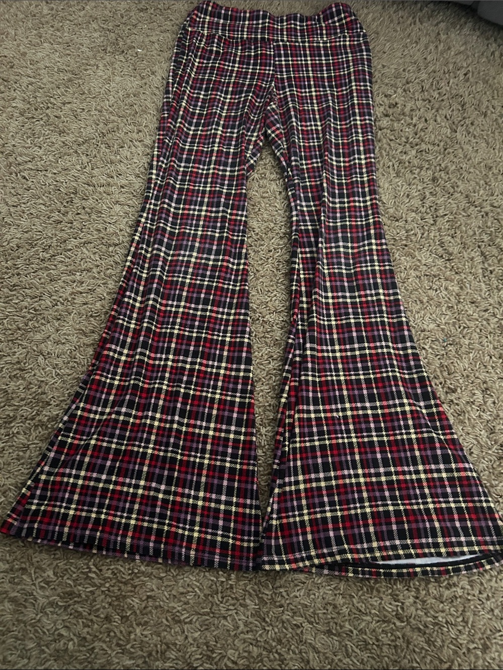 Women’s soft checkered flare pants